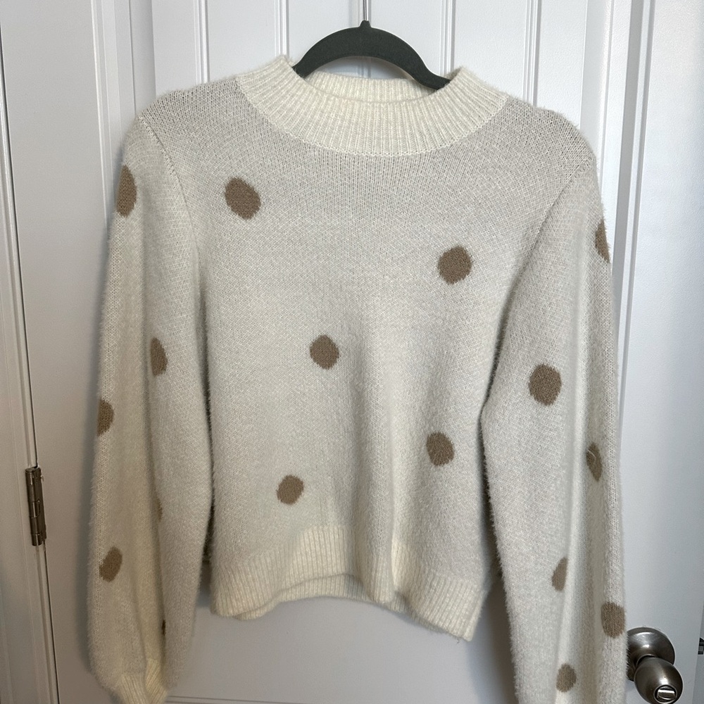 Polka Dot Sweater - Cream and Brown